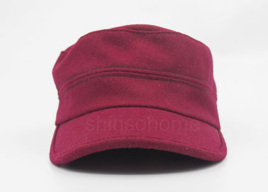 Flex Fit Red Cotton Military Cap 100% Cotton For Adults , Elastic Back